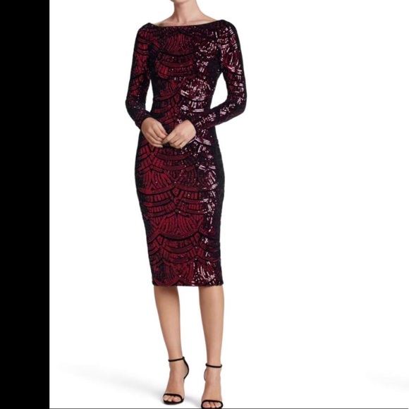 dress the population burgundy emery dress